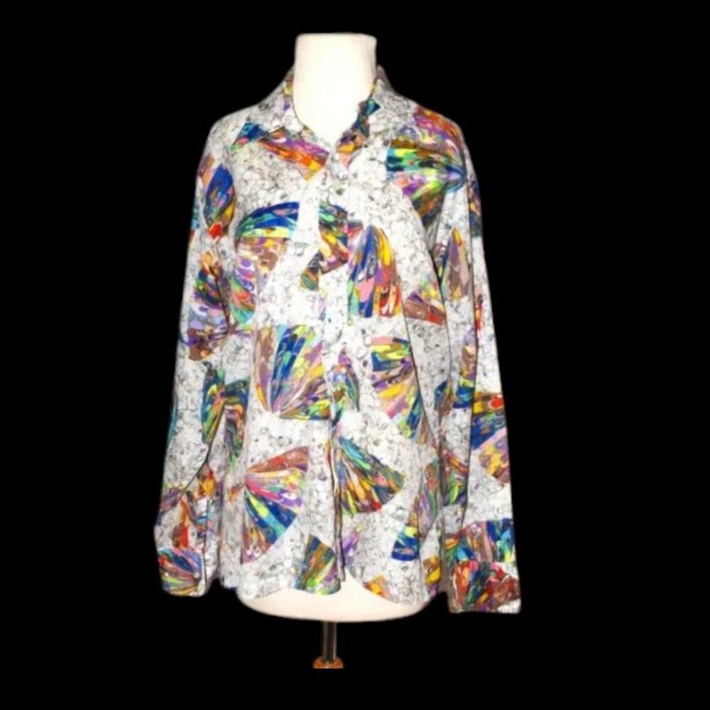 Vintage Pierre Cardin Button Front 1970's Retro Colorful Geometric Avant-Garde